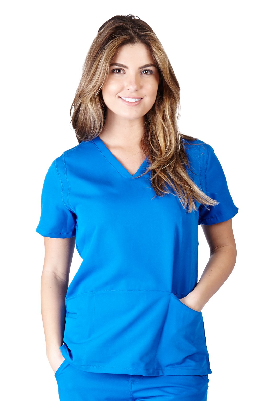 Ultra Soft Women's Two Pocket Scrub Top - True Royal Blue 38790 (Large) | Comfortable Medical Uniform for Nurses, Doctors & Healthcare Professionals