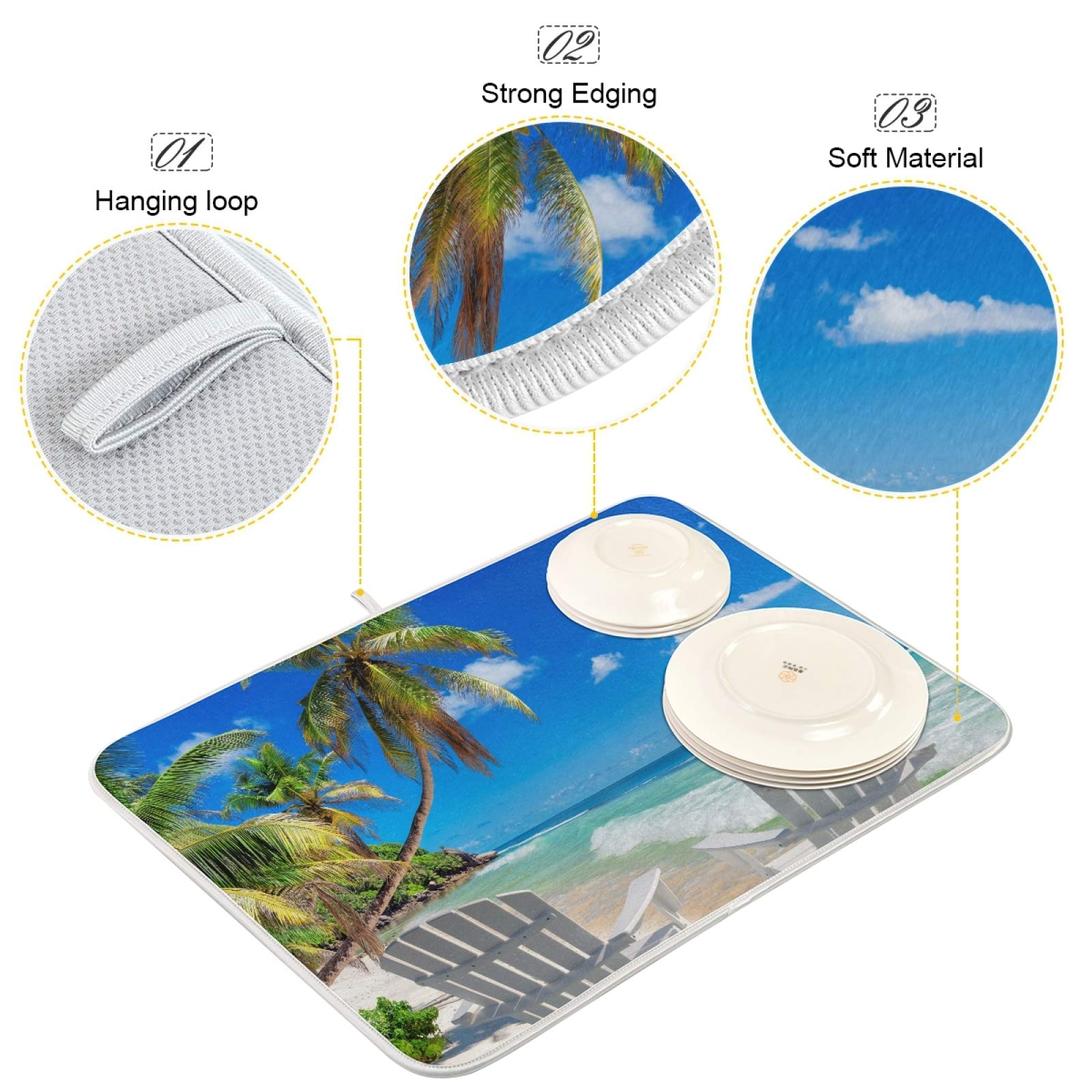 Turquoise Sea Palm Dish Drying Mat - 18