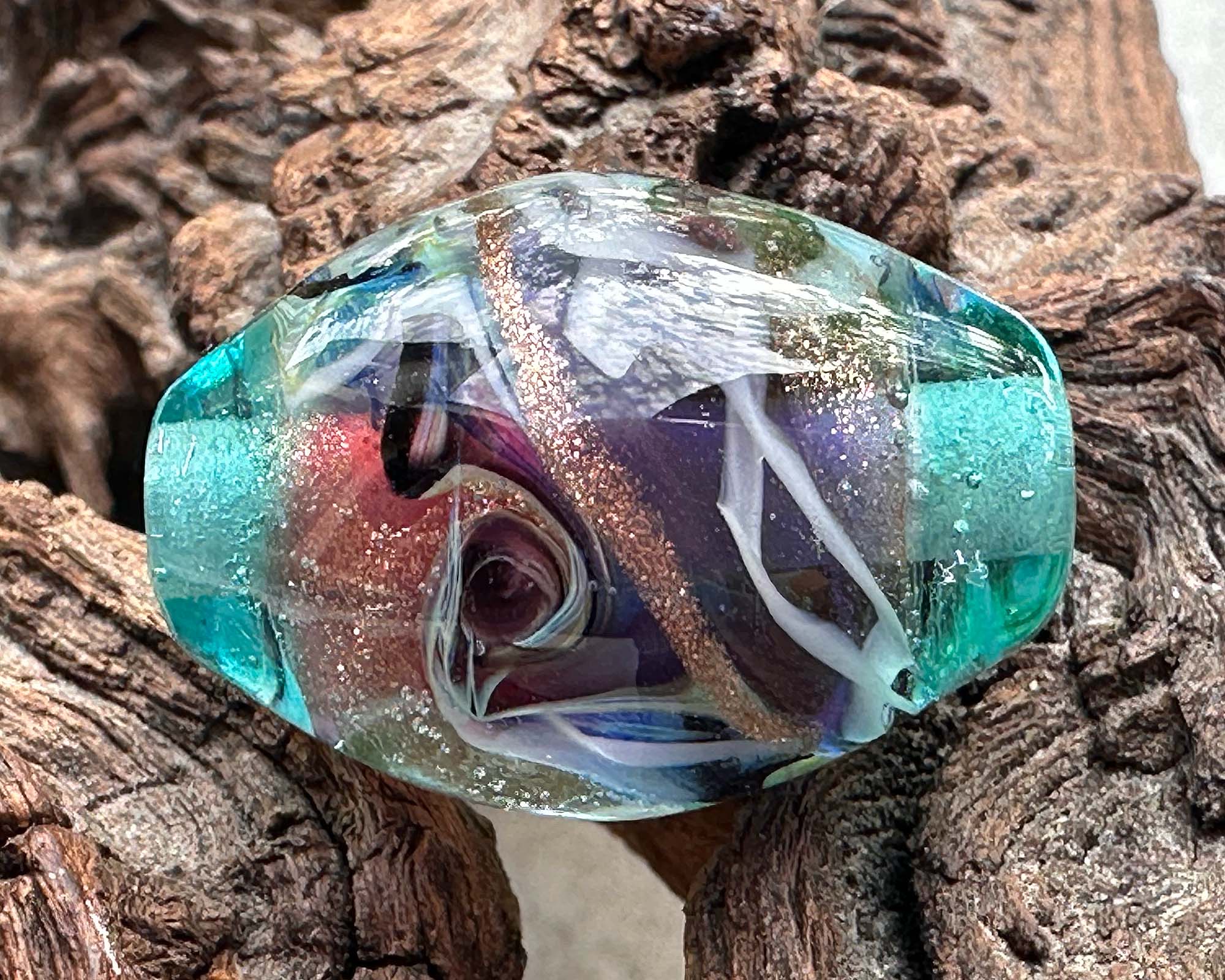 Handmade Teal Elegance Lampwork Glass Focal Bead - SRA Certified Artisan Jewelry Bead for Necklace Making, Bracelet Design & DIY Craft Projects