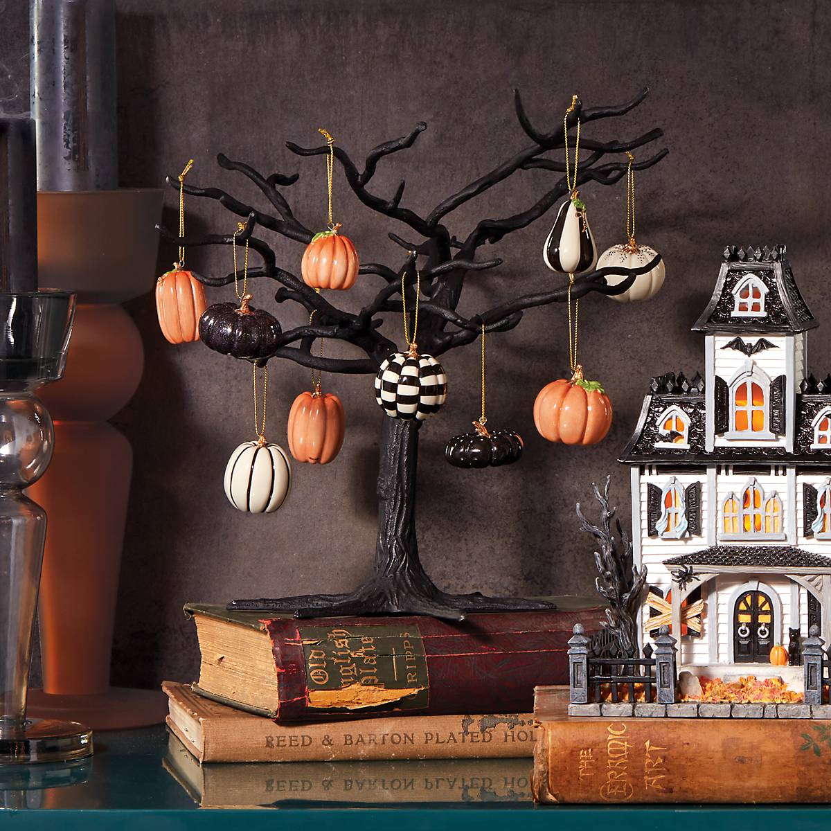 Mini Pumpkin 10 Piece Ornament Set - Fall Thanksgiving Halloween Home Decor for Table Centerpiece, Mantel, and Party Decorations
