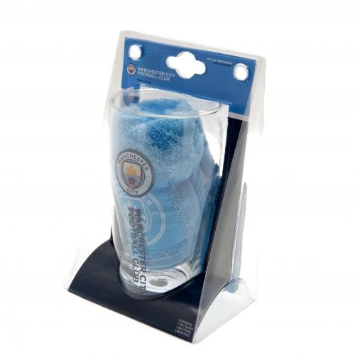 Official Manchester City FC Mini Bar Set - 4-Piece Football Fan Gift Set for Home & Game Day Decor - Perfect for Sports Lovers & Man City Supporters