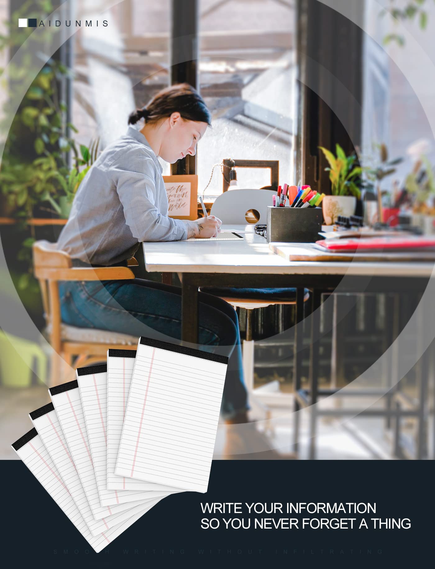 5x8 College Ruled Legal Notepads - 4 Pack White Office Writing Pads with 30 Sheets Per Pad, 80 GSM Paper - Perfect for Work, School & Meetings | Narrow Ruled Note Pads for Professionals & Students