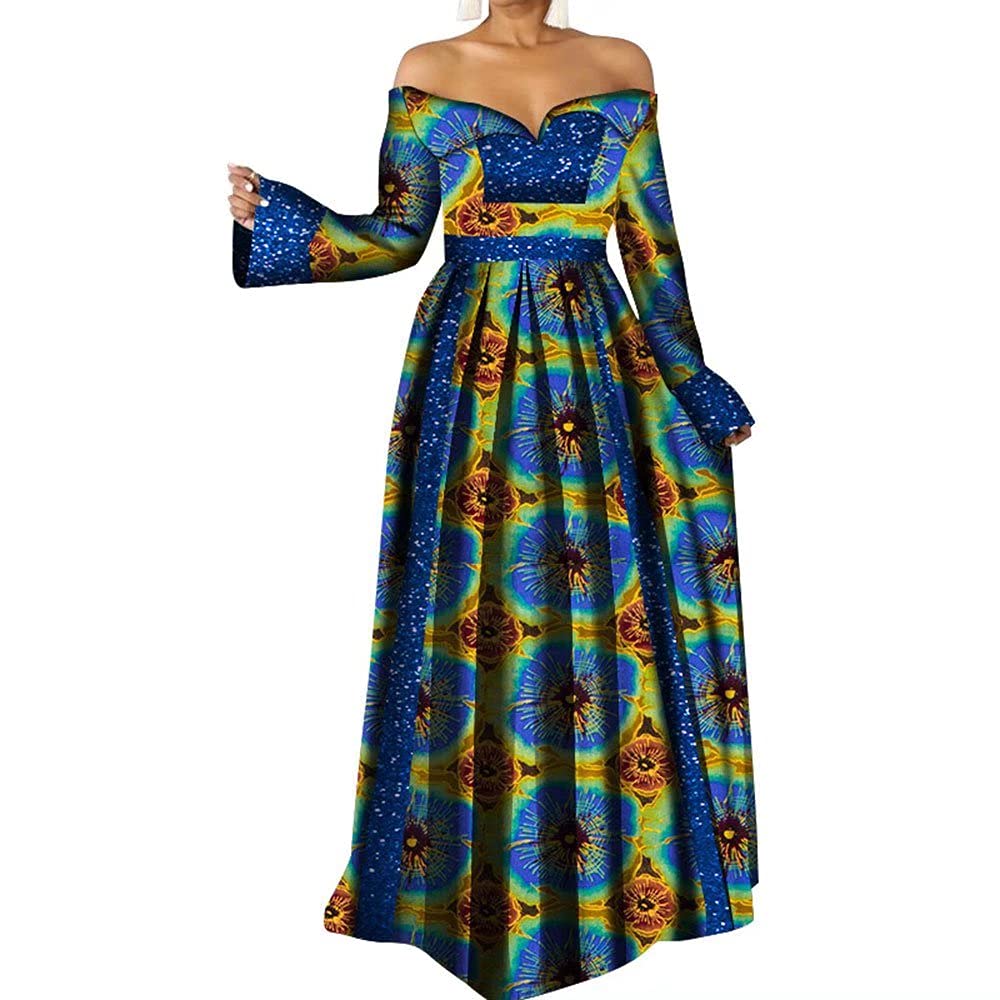 African Patchwork Glitter Strapless Party Dress for Women - Plus Size Wedding & Evening Gowns for Special Occasions