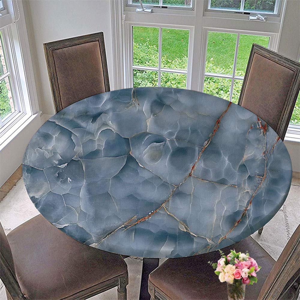 Stain-Resistant Elastic Edged Round Tablecloth - 67