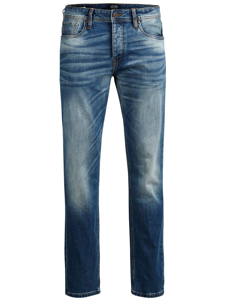 Jack & Jones Mike Original GE 616 29 Blue Denim Jeans for Men - Slim Fit Stretch Comfortable Casual Wear for Everyday Outfits & Date Nights