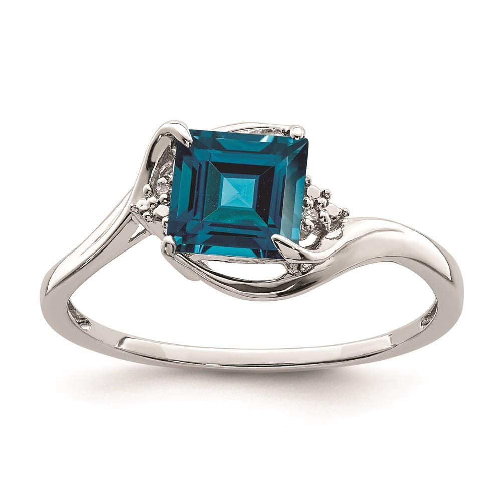925 Sterling Silver Diamond & London Blue Topaz Ring for Women - Elegant Fine Jewelry Gift for Her, Perfect for Anniversaries, Engagements & Special Occasions