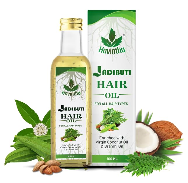 Havintha Natural Herbal Hair Oil for Men & Women - Promotes Hair Growth, Controls Hair Fall & Reduces Dandruff - Suitable for All Hair Types - 100ml - Perfect for Daily Hair Care & Scalp Treatment