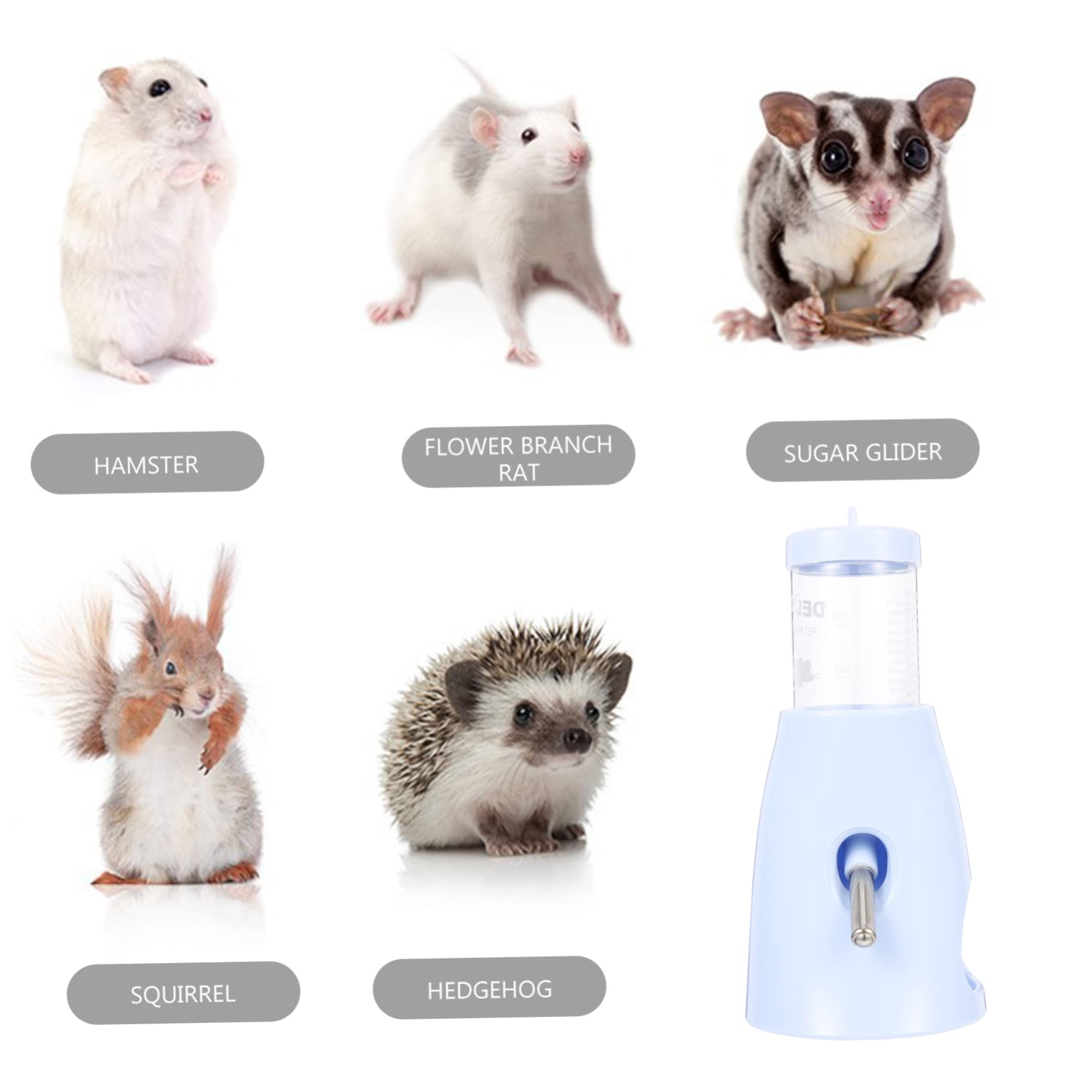 DOITOOL 2-Pack Hamster Water Bottle with PP Bracket - Leak-Proof Small Animal Water Dispenser for Hamsters, Rabbits, Guinea Pigs - Perfect for Cage Mounting & Vertical Feeding (Household Pet Accessories)