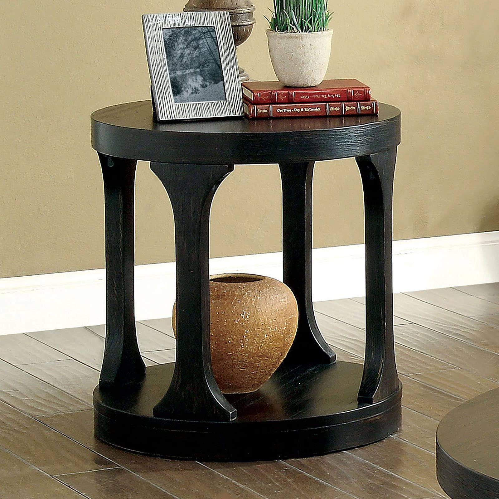 Simple Relax SR03CM4422E Antique Black End Table - Small Nightstand for Bedroom, Living Room, or Office - Perfect Side Table for Coffee, Books & Decor