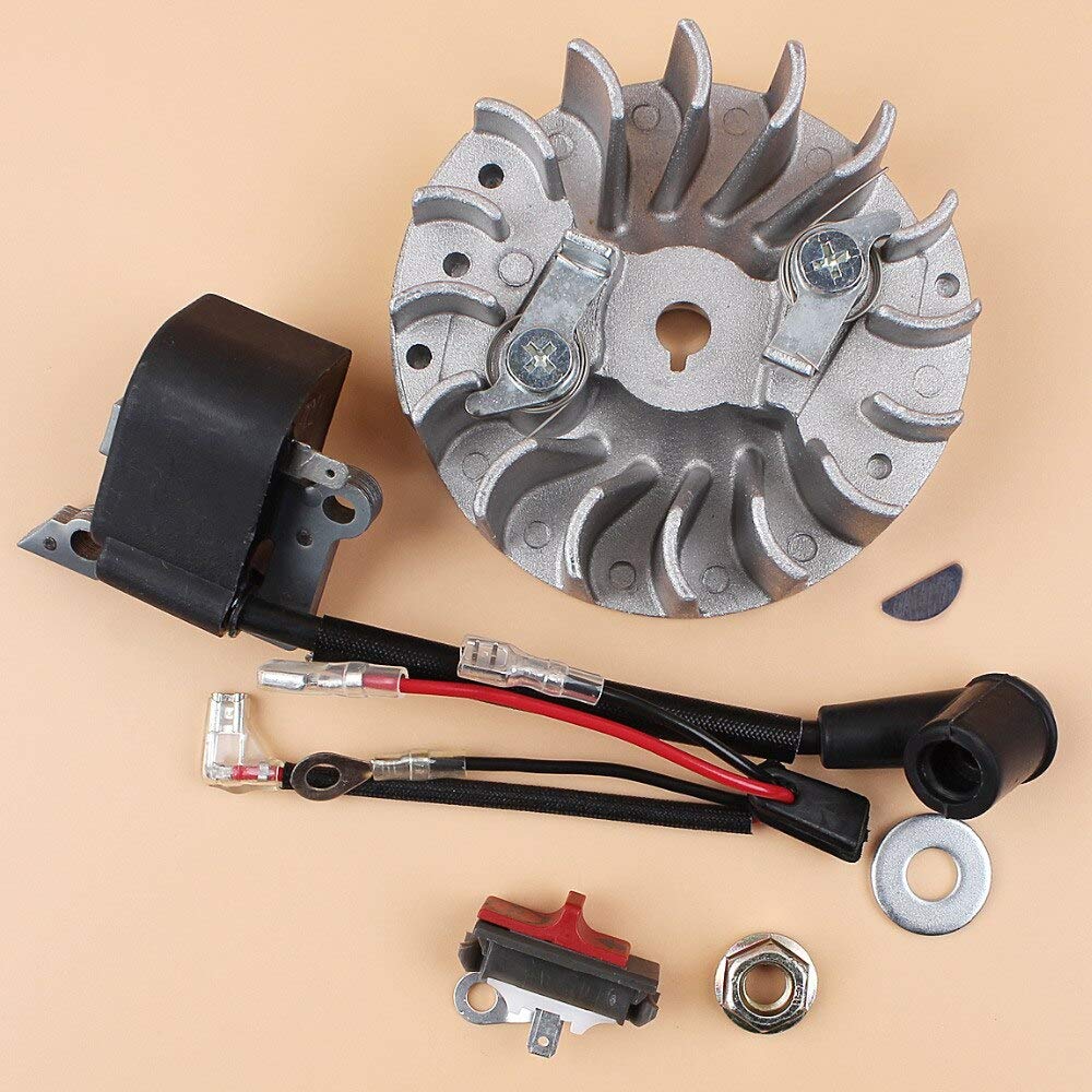 Husqvarna 137 142 Chainsaw Ignition Coil Kit with Flywheel & On/Off Switch - Replacement Parts for Chainsaw Repair & Maintenance | Perfect for DIY Mechanics & Forestry Workers