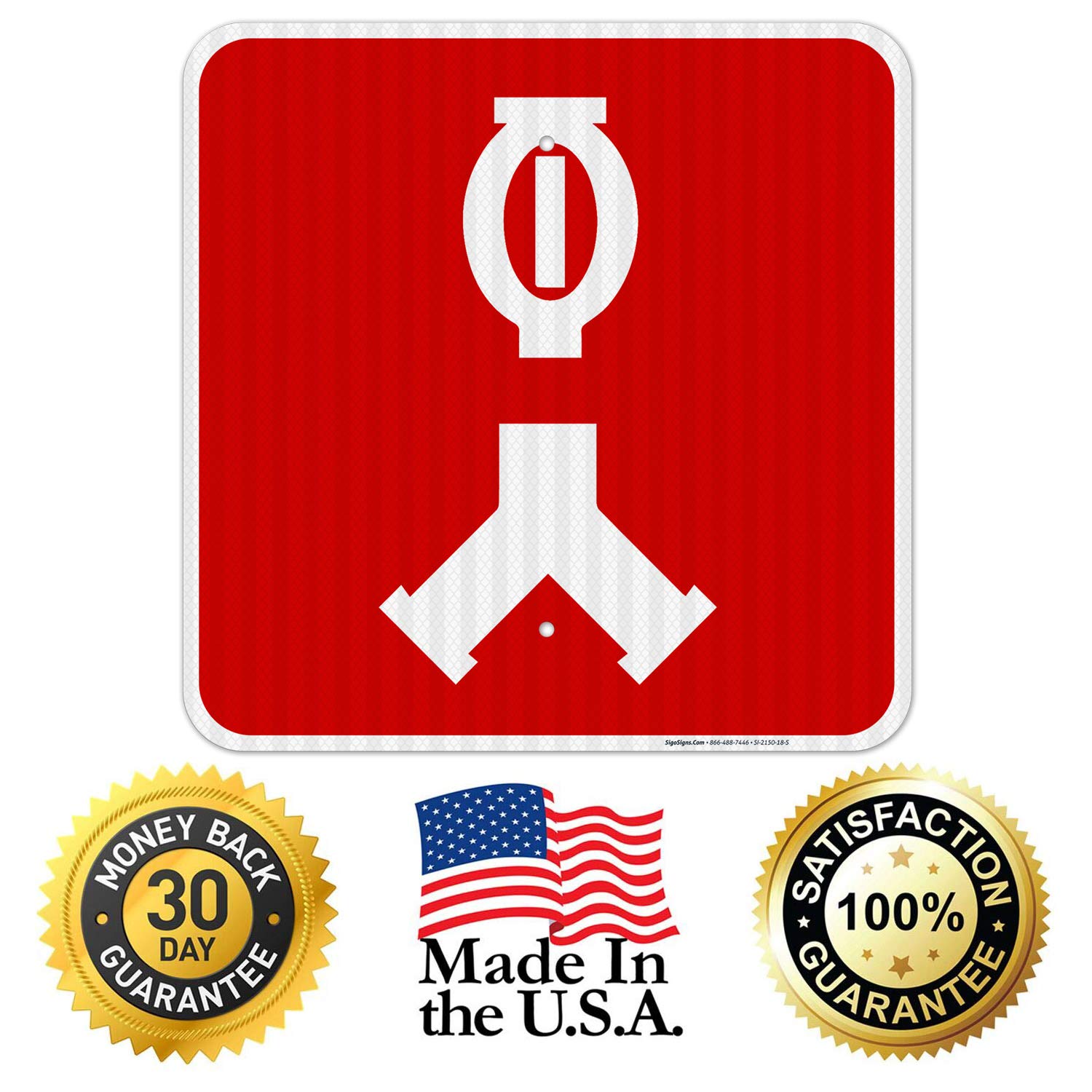 Siamese Automatic Sprinkler Connection Sign - 18x18 Inches, 3M EGP Reflective .063 Aluminum, Fade Resistant, Durable for Indoor & Outdoor Use - Made in USA - Perfect for Fire Safety Equipment Labeling in Commercial Buildings