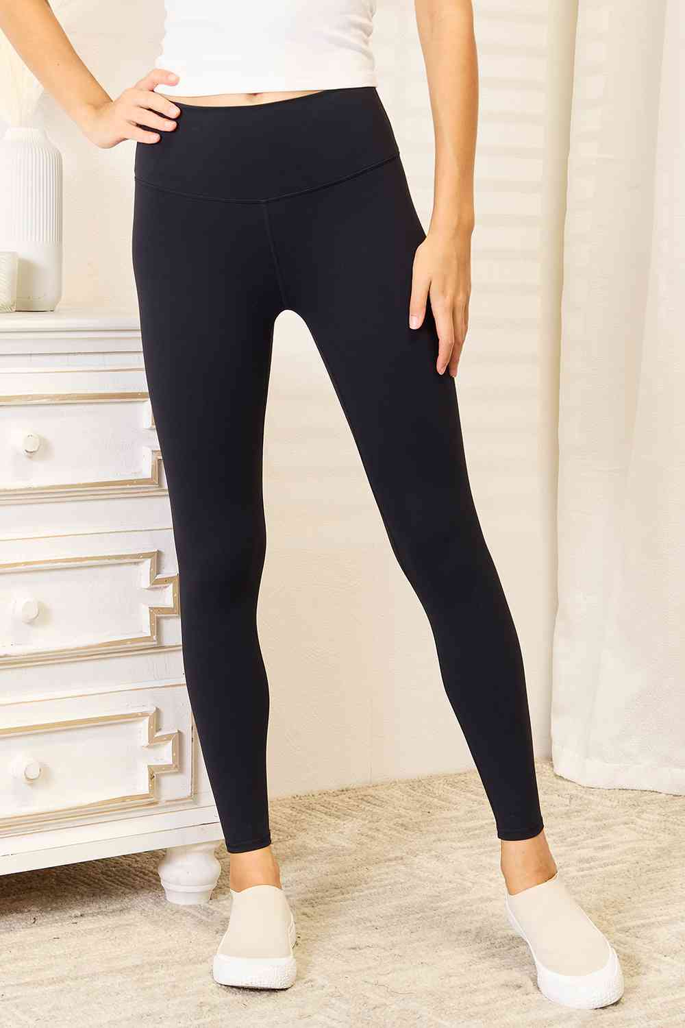 High Waist Yoga Pants for Women - Breathable Workout Leggings with Wide Comfortable Waistband | White & Black | Perfect for Gym, Running, Pilates & Lounge Wear