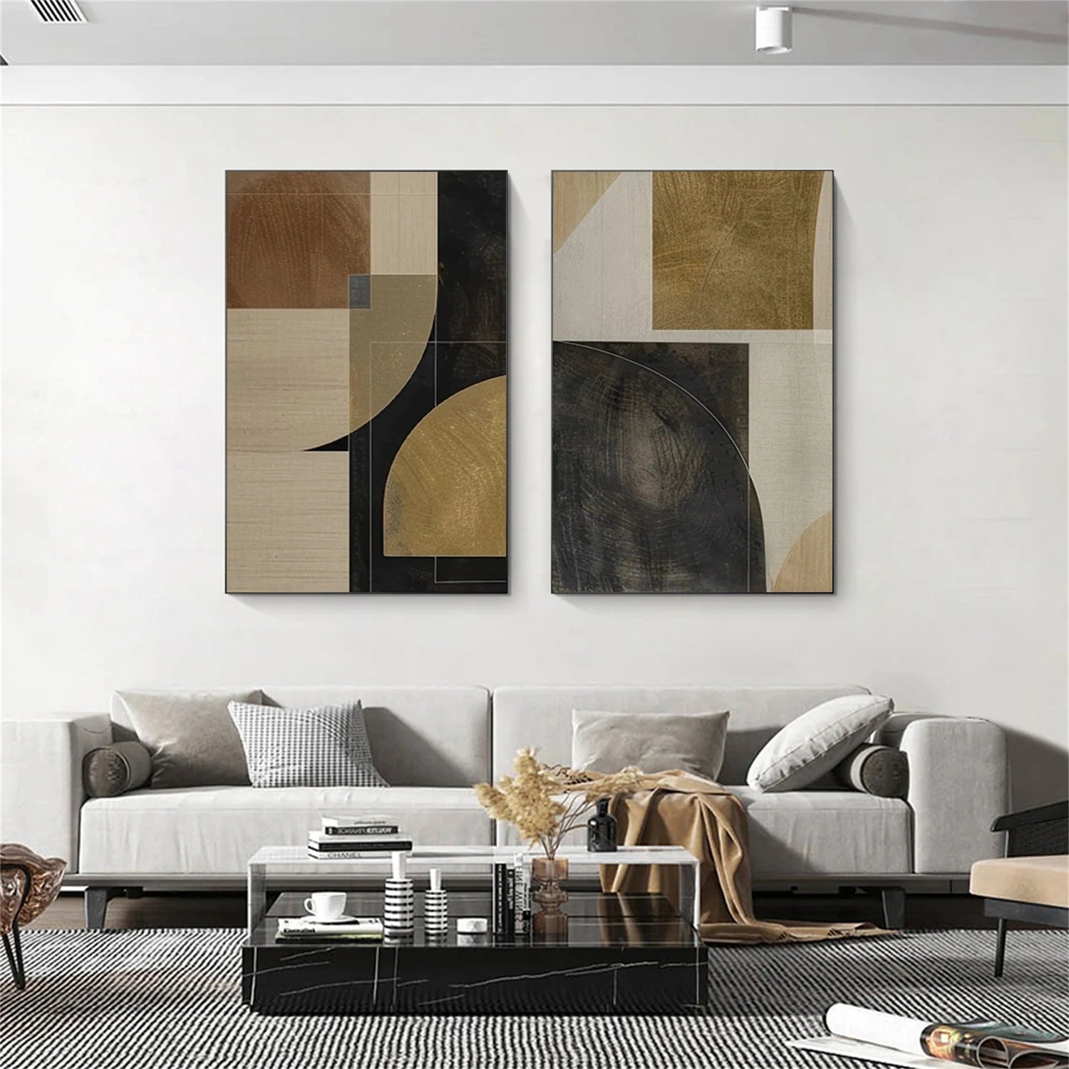 Abstract Painting Set of 2 - Modern Wall Art for Living Room & Bedroom Decor - #AB277 - Perfect for Home & Office Interior Design