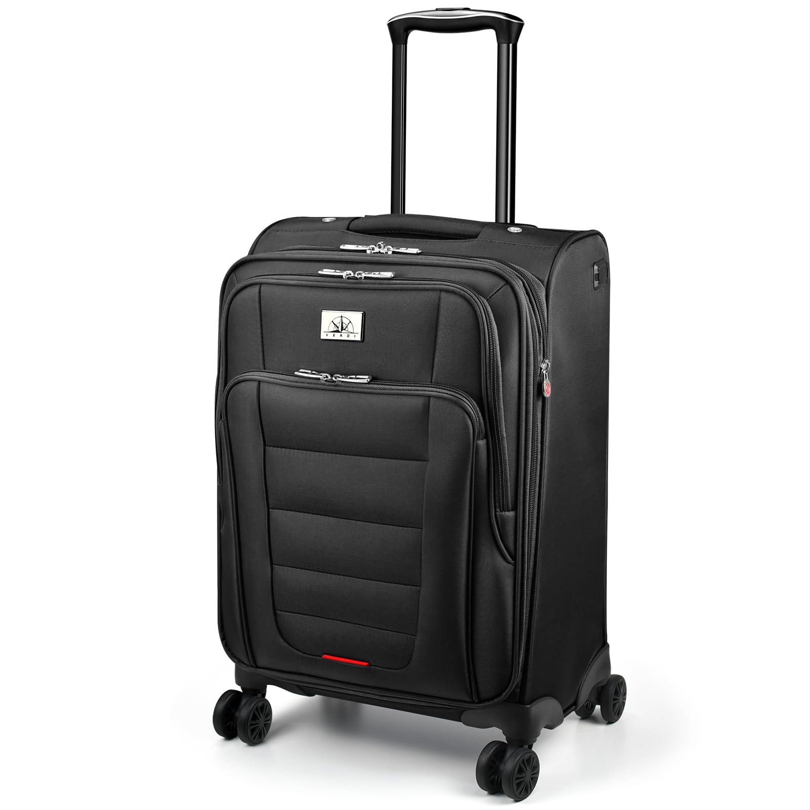 Verdi 20-Inch Expandable Softside Carry-On Luggage with Spinner Wheels & USB Port - Lightweight Black Suitcase for Travel, Business Trips & Weekend Getaways
