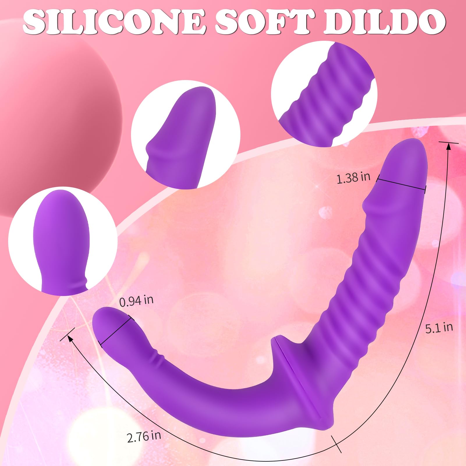 Double-Sided Silicone Strap-On Dildo for Women & Couples - Adjustable Strapless Pegging Toy with G-Spot & P-Spot Stimulation - Perfect for Lesbian Play, Role Reversal & BDSM Scenes