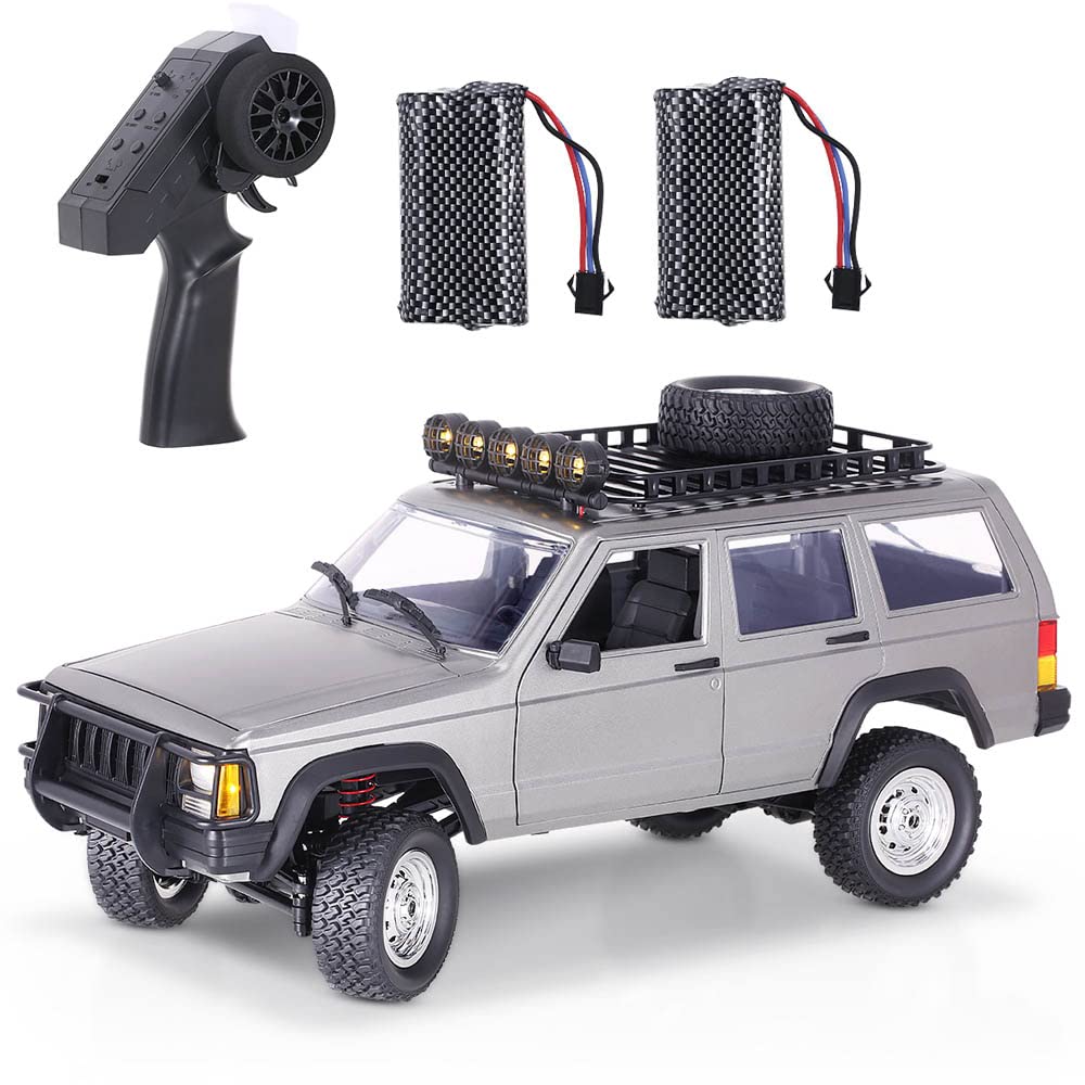 Goolsky 1:12 Scale RC Rock Crawler - 4WD Off Road Remote Control Truck with 2.4Ghz All Terrain Climbing & LED Lights | 2 Batteries Included | Perfect for Outdoor Adventures, Backyard Play & RC Hobbyists (Silver)
