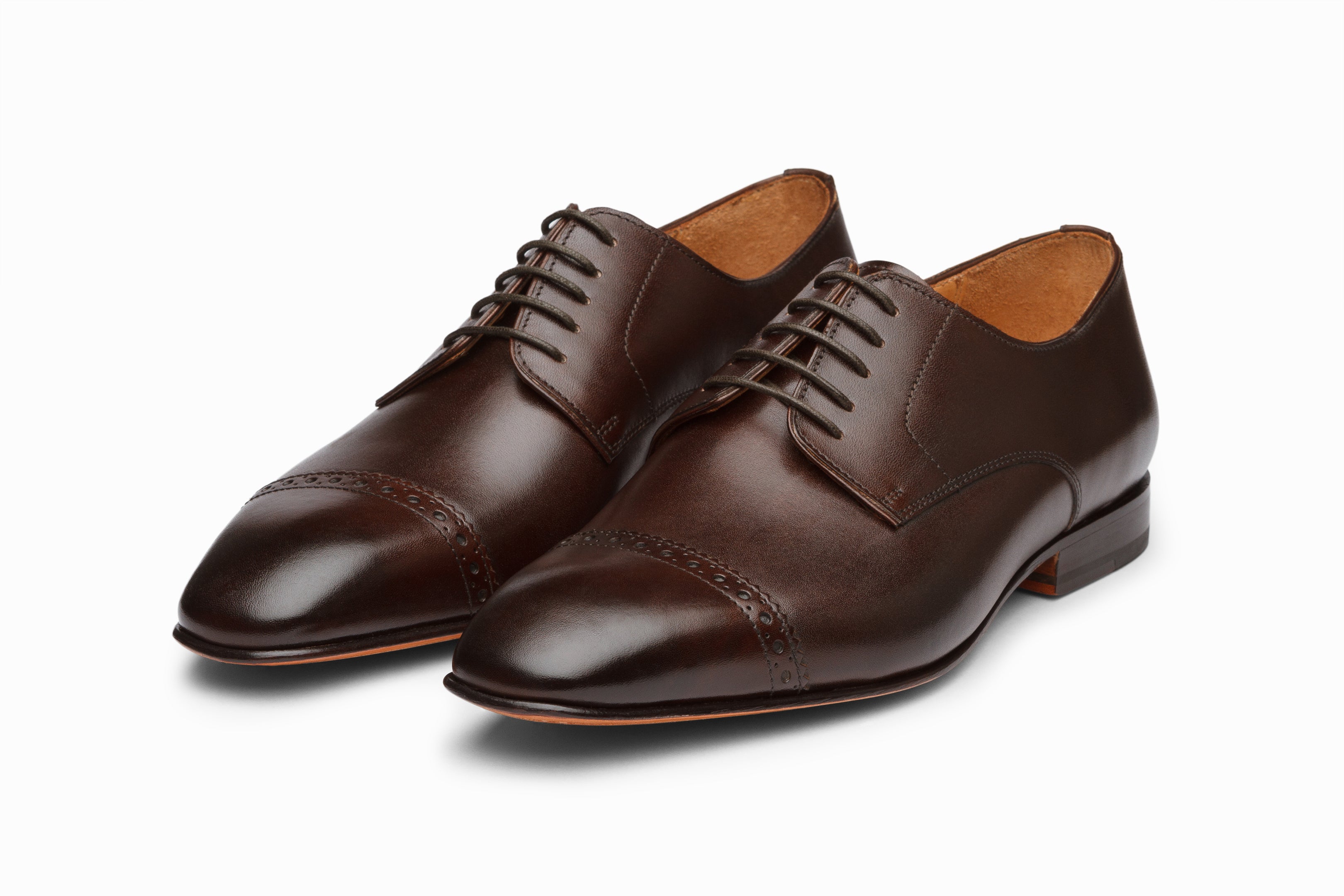 Premium Dark Brown Captoe Derby Shoes for Men - Classic Formal & Business Dress Shoes for Office, Wedding & Special Occasions