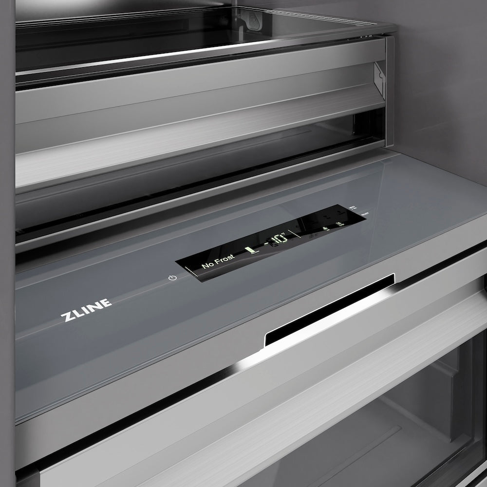 ZLINE 18 Inch 8.6 Cu Ft Left Hinge Column Freezer - Satin Stainless Steel with Graphite Gray Interior (RCFVL SN 18) - Perfect for Home, Restaurant, or Commercial Kitchen Storage