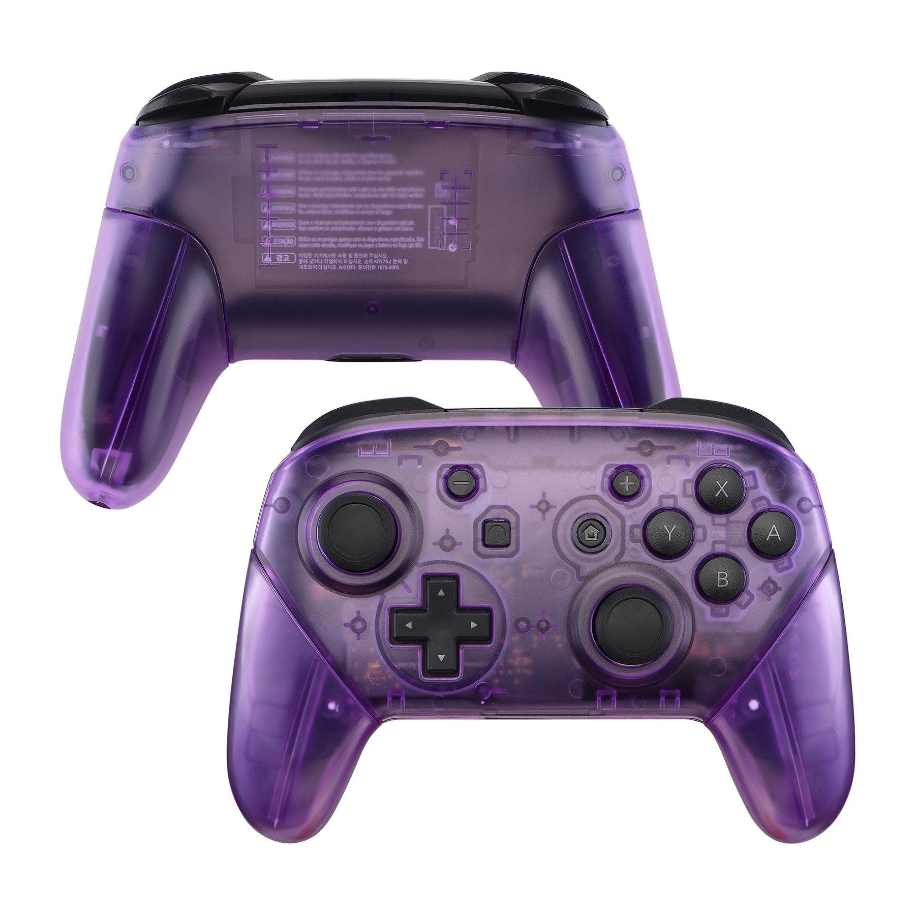 eXtremeRate Clear Atomic Purple Faceplate & Backplate Replacement for Nintendo Switch Pro Controller - DIY Custom Shell (Controller Not Included) - Perfect for Gaming, Modding & Personalization FRM505