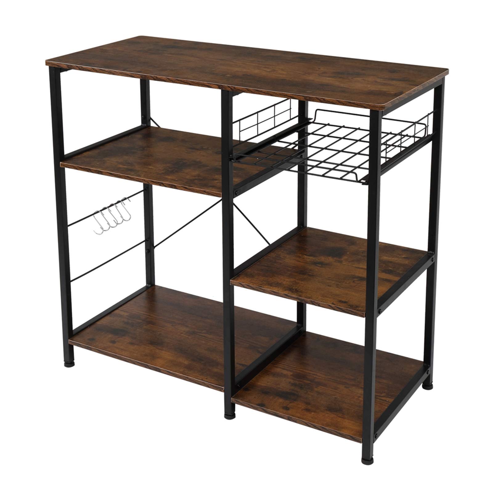 3-Tier Industrial Kitchen Baker's Rack - Black Metal Microwave Stand with Storage Shelves for Oven, Spices & Cookware - Perfect for Small Kitchen, Pantry Organization & Baking Workstation