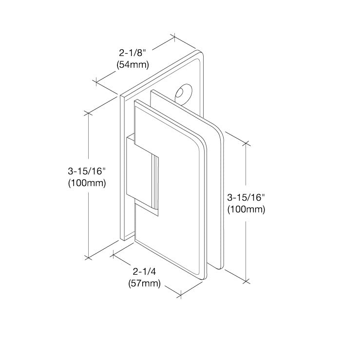 CRL Chrome Cologne 544 Series 5176 Pre-Set Wall Mount Offset Back Plate Hinge - Heavy Duty Cabinet & Door Hardware for Bathroom, Kitchen & Commercial Use