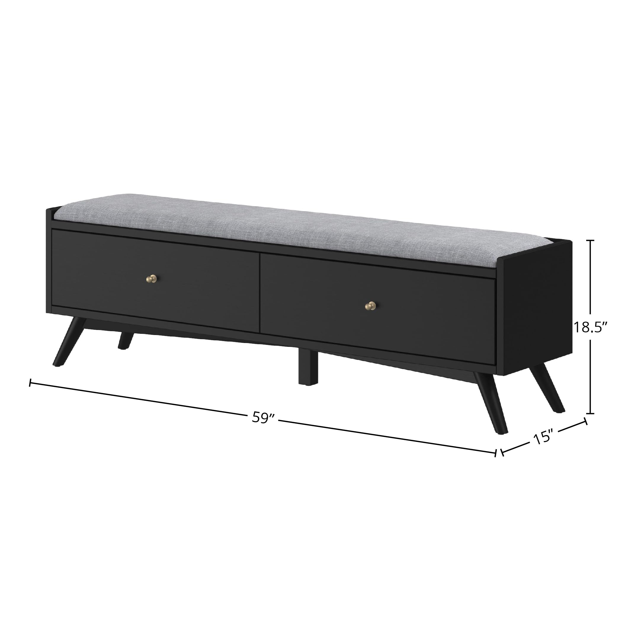Alpine Furniture Flynn Bench - Modern Black Wooden Bench for Entryway, Living Room, or Bedroom - Durable & Stylish Home Decor