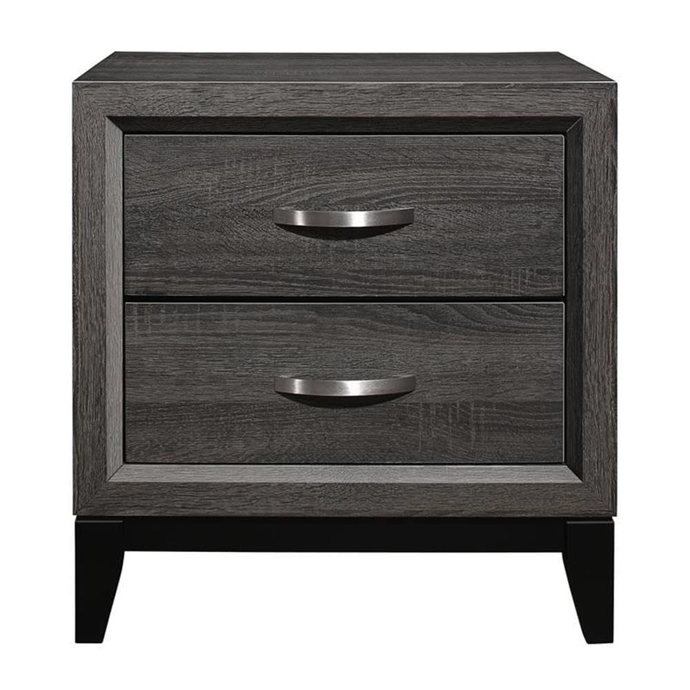 Modern Gray Wood Nightstand with 2 Dovetail Drawers - Stylish Bedroom Furniture for Small Spaces & Guest Rooms | Pemberly Row