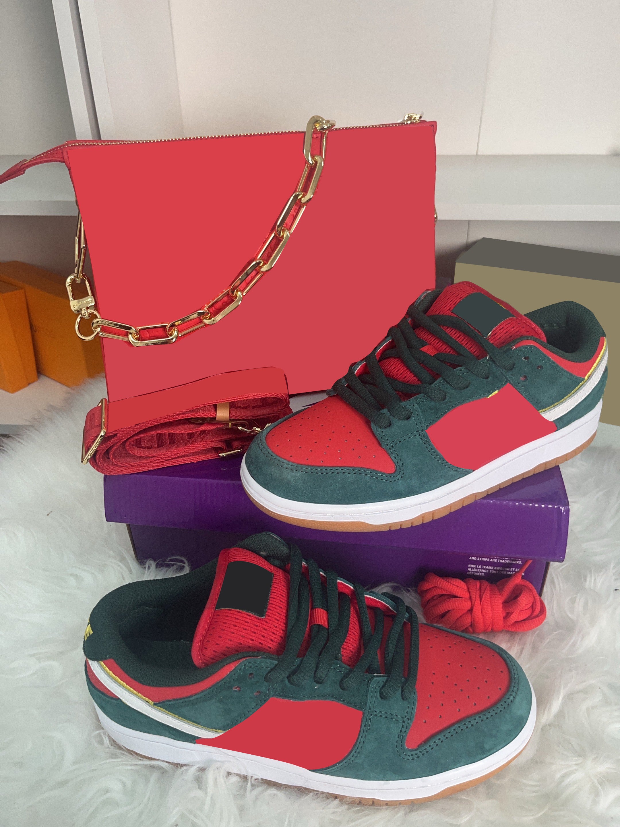 Stylish Red Women's Shoes and Handbag Set - Fashionable Matching Accessories for Parties, Dates & Casual Outfits