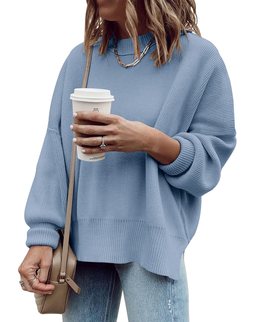 Imily Bela Women's Oversized Tunic Sweater - Fall Slouchy Long Sleeve Ribbed Knit Pullover with Side Slits | Cozy Casual Wear for Work, Travel & Weekend Outfits