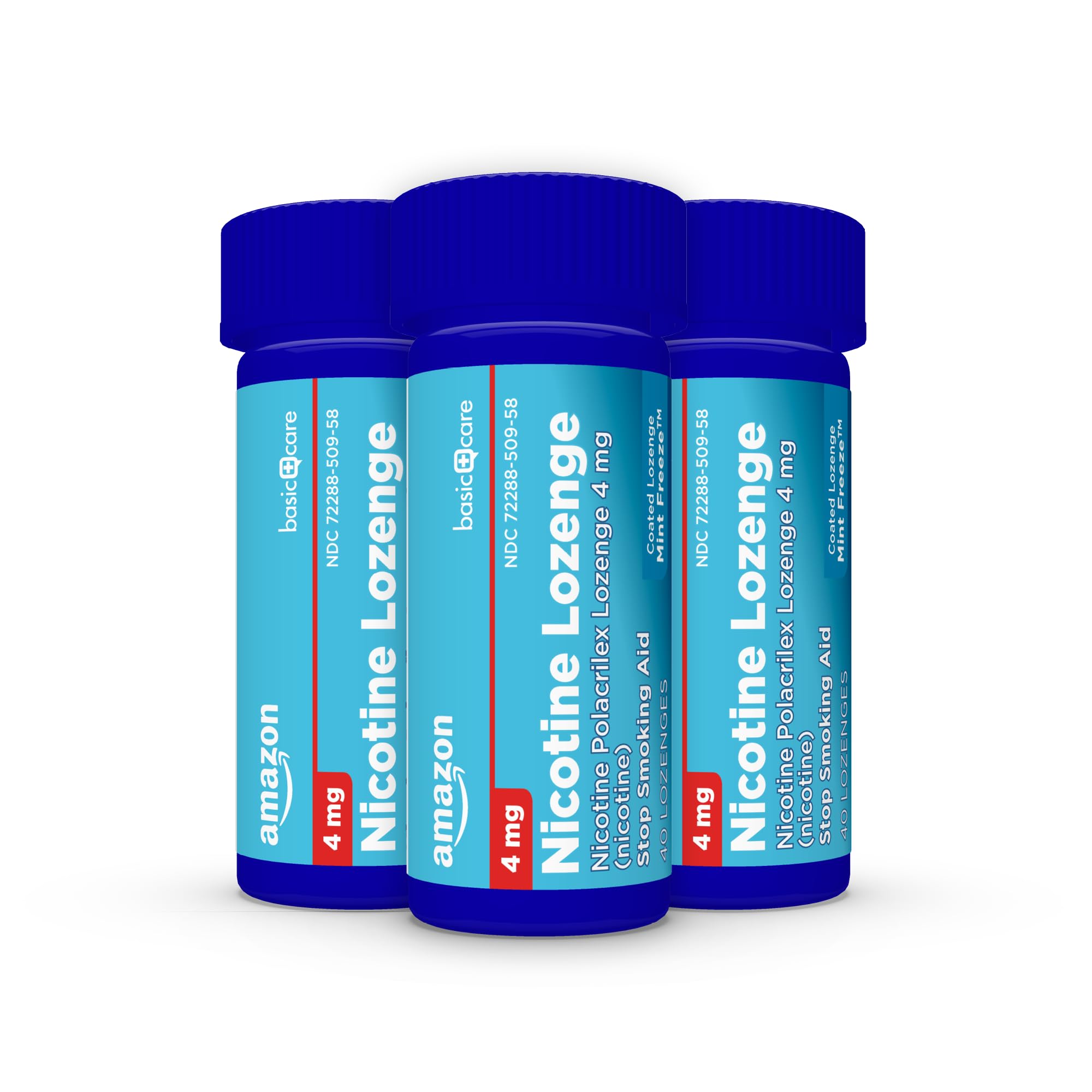 Amazon Basic Care 4mg Nicotine Lozenges, Mint Flavor - 120 Count | Smoking Cessation Aid for Craving Relief | Perfect for Work, Travel & Quitting Smoking
