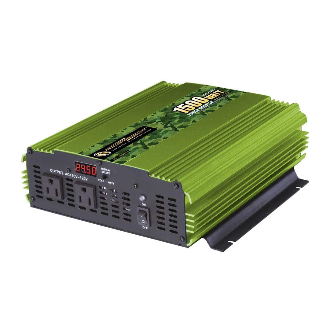 1500W 24V Power Inverter with Wireless Remote - Modified Sine Wave Backup Power Supply for Home, RV & Camping - Powers Small Appliances, Laptops & Tools (120V AC Outlets, CE Certified) - Perfect for Emergency Power, Outdoor Adventures & Mobile Workstations