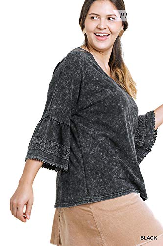 Umgee Women's Bell Sleeve Crochet Trim Top - Stylish Boho Blouse for Casual Outings & Summer Festivals