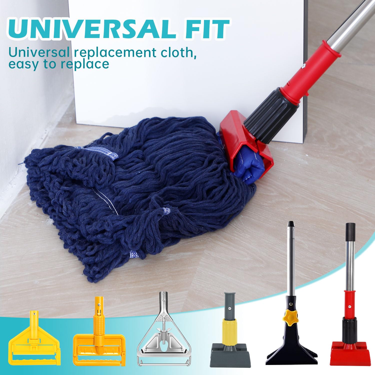 6 Pack Heavy Duty Mop Head Replacement - Industrial Cotton Looped String Mop Refills for Floor Cleaning | Wet & Dry Use | Home, Commercial & Industrial Cleaning (Blue) | Perfect for Kitchen, Bathroom, Warehouse & Office Floors