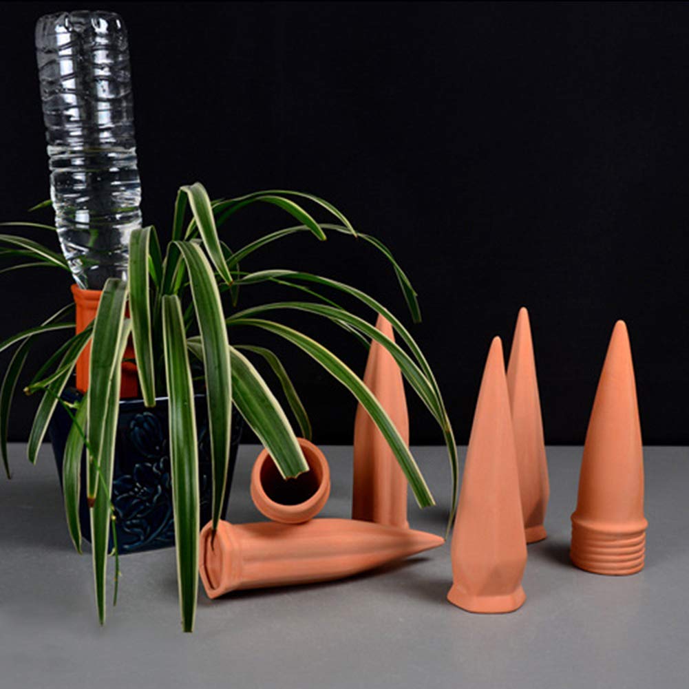 MorTime Self Watering Spikes for Plants - 6 Pack Automatic Terracotta Plant Waterer for Indoor & Outdoor Use - Perfect for Vacation, Travel, or Busy Lifestyles