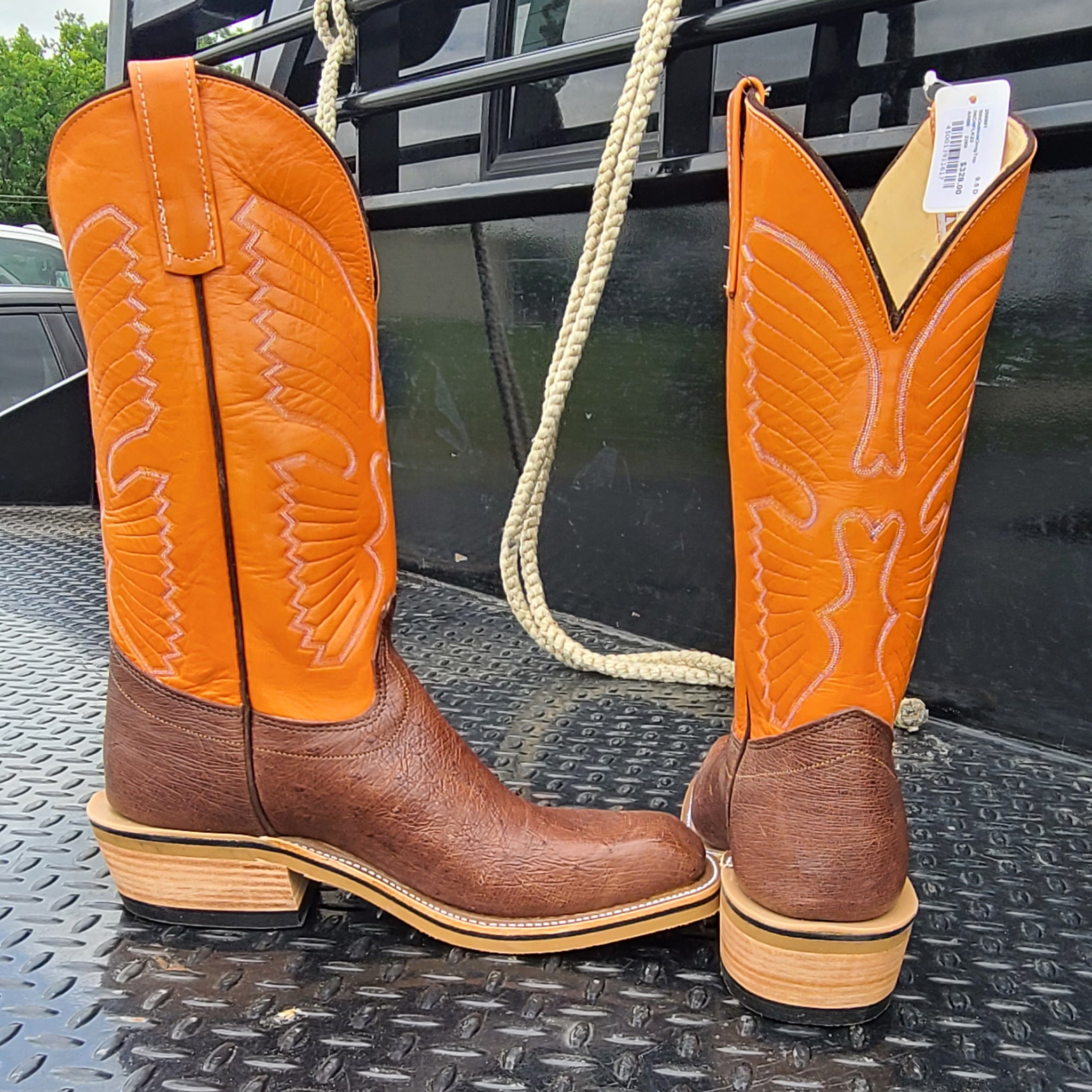 Anderson Bean Men's Olathe Smooth Ostrich Cowboy Boots - Genuine Exotic Leather Western Boots for Men - Perfect for Rodeo, Country Dancing & Casual Wear
