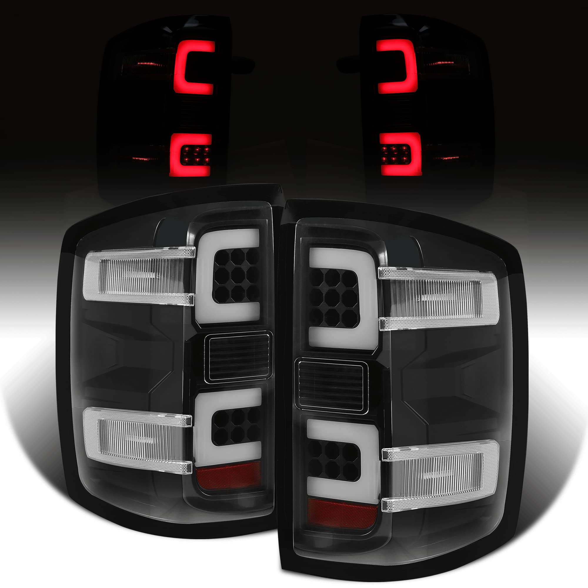 KUAFU LED Tail Light Lamps for 2015-2018 GMC Sierra 3500HD Dually - Replacement Brake Running Lights with Turn Signals & Harness | Enhanced Visibility & Safety for Night Driving & Towing