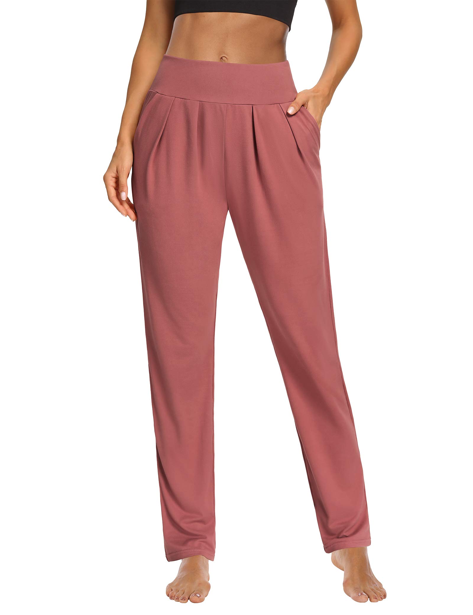 Sarin Mathews Women's High Waisted Yoga Pants - Pleated Wide Leg Lounge Pants with Pockets | Comfortable Workout & Casual Sweatpants for Women | Perfect for Yoga, Gym, Running & Everyday Wear