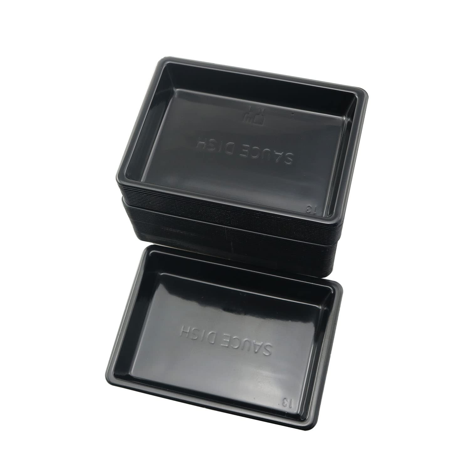 40-Piece Black Rectangular Plastic Disposable Sauce Dishes - Small Dipping Bowls for Soy Sauce, Condiments & Soup - Perfect for Home, Restaurants & Party Catering Supplies (Great for Sushi, Dumplings & BBQ Dipping)