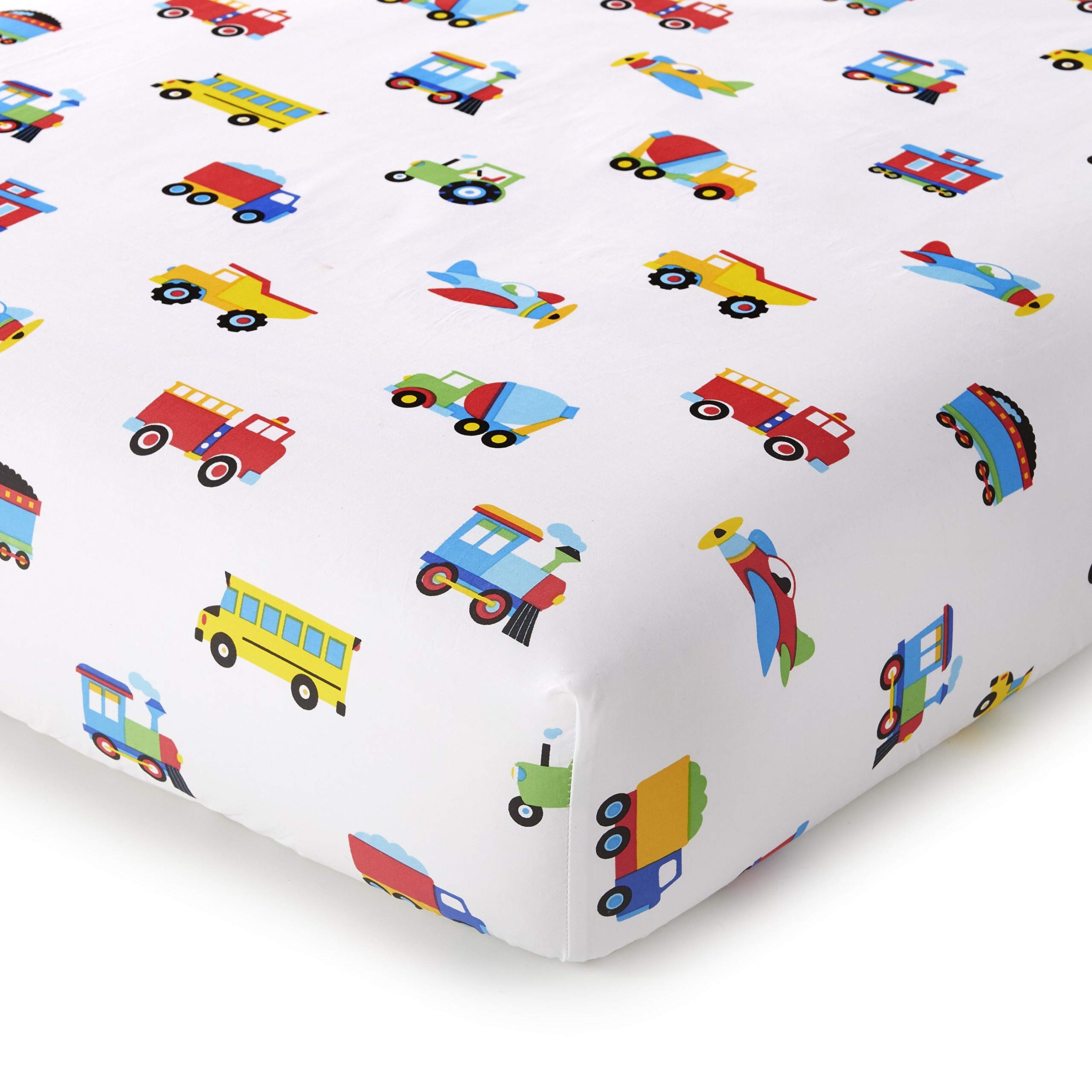 Wildkin 7-Piece Full Bedding Set – 100% Cotton Comforter, Sheets & Pillowcase for Boys | Soft & Breathable Train Airplane Truck Design | Perfect for Kids Bedroom, Sleepovers & Cozy Nights