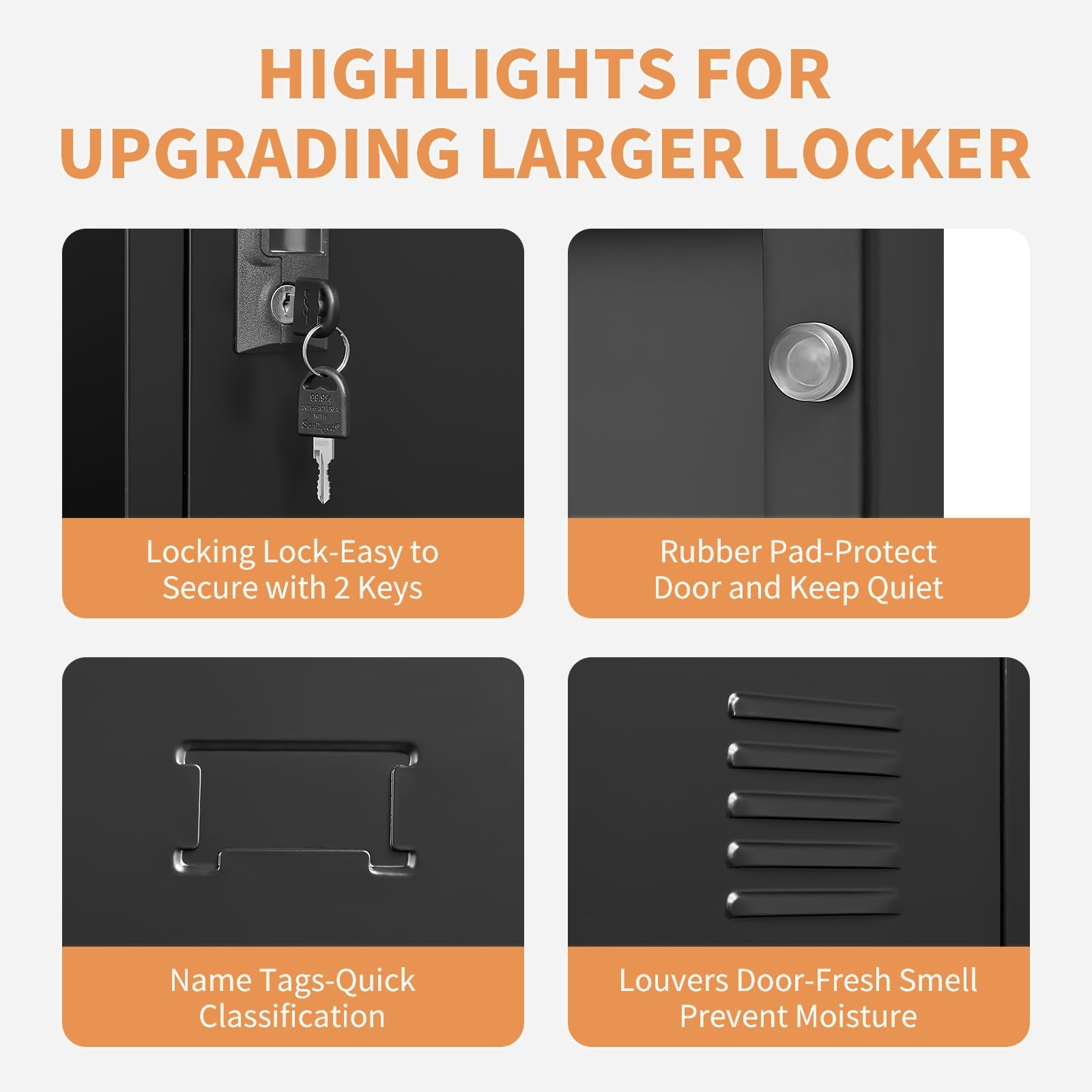 6-Door Metal Locker Storage Cabinet - Heavy Duty Black Steel Employee Lockers with Key Lock for Office, Gym, School, Restaurant & Home Use - Secure Storage Solution for Clothes, Bags & Personal Items (Assembly Required)