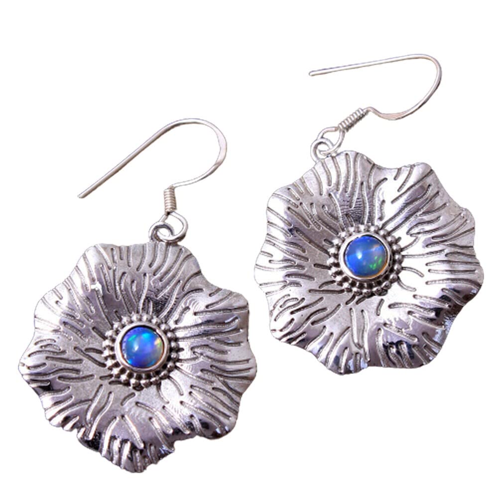 925 Sterling Silver Opal Earrings for Women – Handmade Ethiopian Opal Dangle Earrings, Blue Bridesmaid Jewelry, Christmas Gift for Her | Perfect for Weddings, Parties & Special Occasions