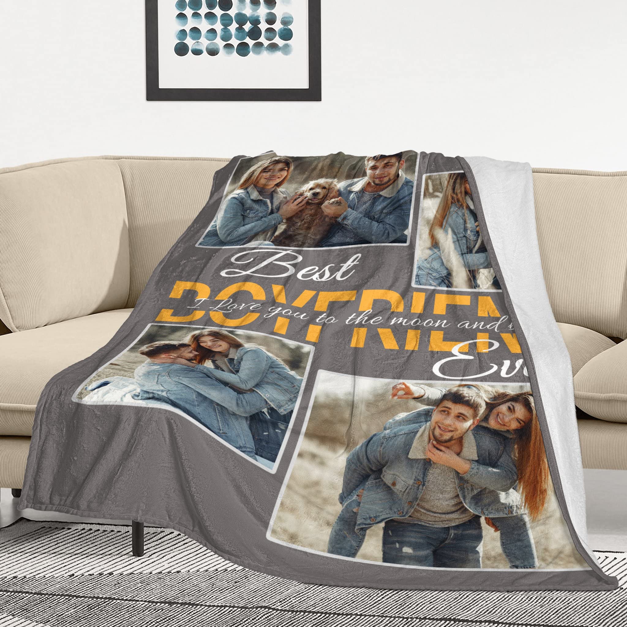Personalized Couple Blankets for Him - Custom Anniversary, Wedding & Valentine's Day Gifts for Boyfriend | Thoughtful Birthday & Long Distance Relationship Presents | Perfect for Romantic Nights & Cozy Movie Dates