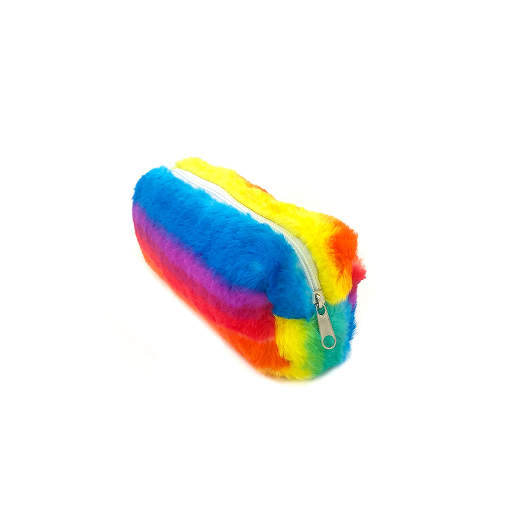 Colorful Plush Rainbow Pencil Case for School, Office & Travel - Soft & Durable Storage for Pens, Markers & Art Supplies