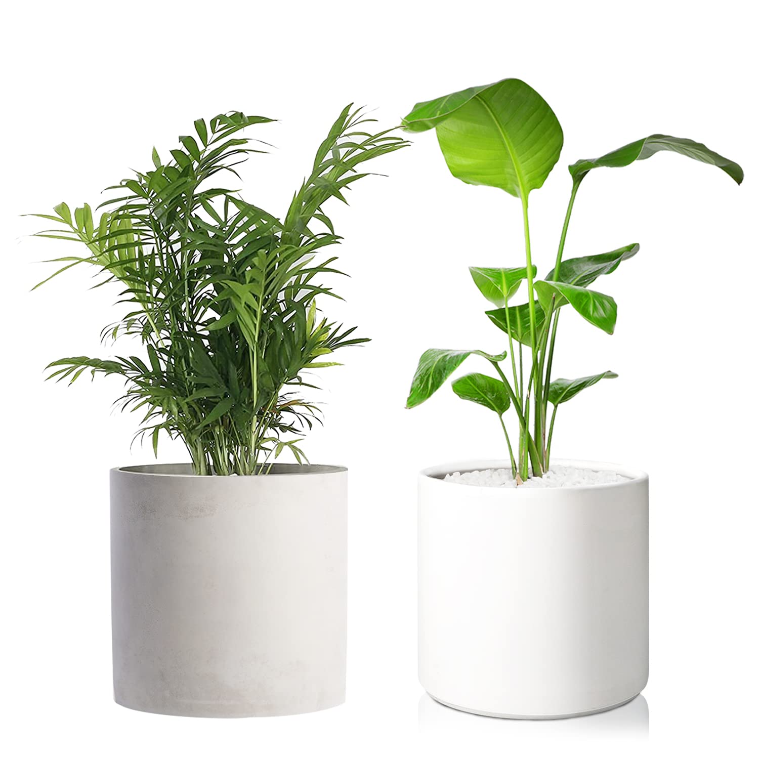 Modern Cement Planter Pots with Drainage Hole - Indoor/Outdoor Flower Pots for Succulents, Herbs & Home Decor - Perfect for Living Room, Office & Garden Plant Display