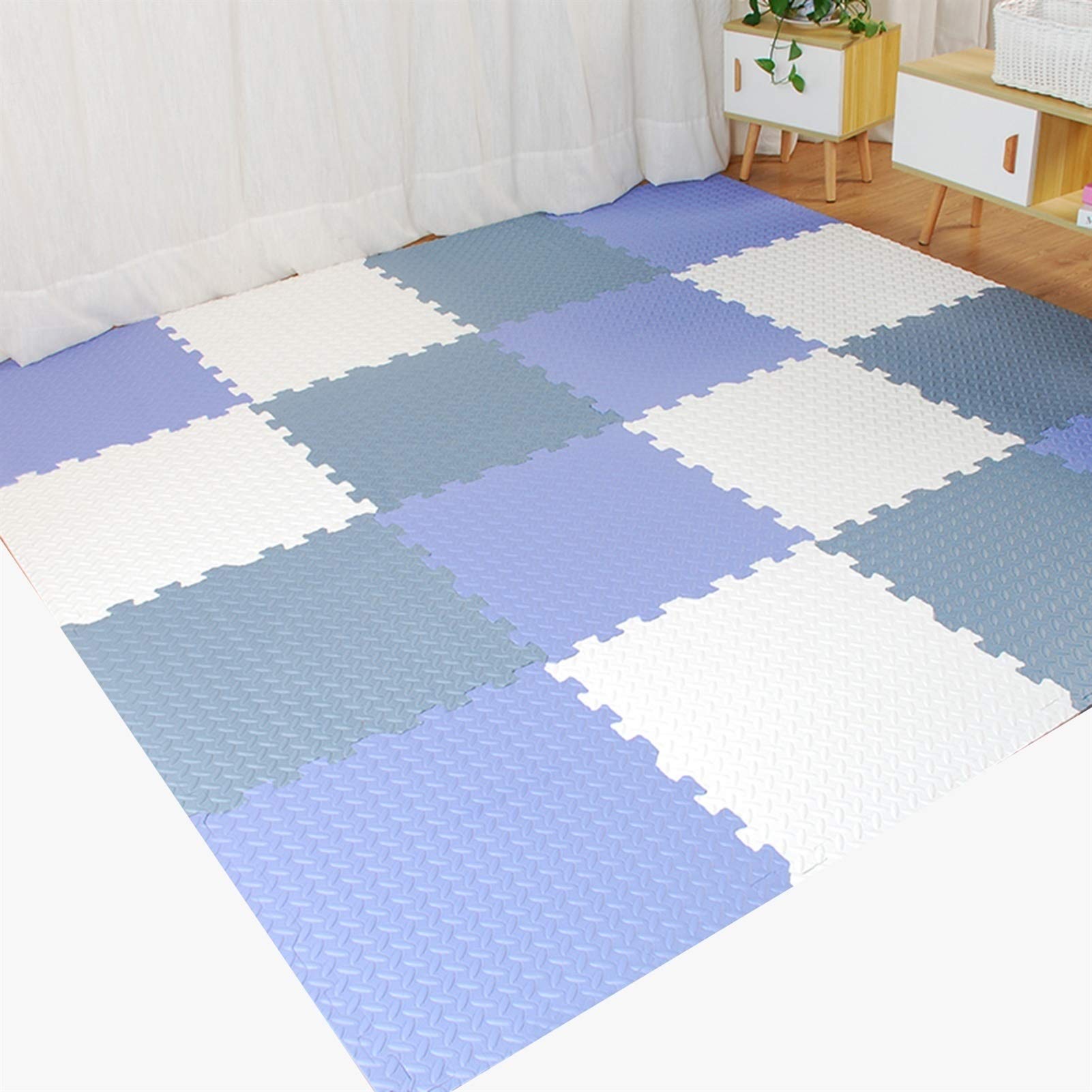 MAHFEI Interlocking Soft Foam Floor Mats - 9PC EVA Puzzle Exercise Mats for Home Gym, Yoga, Pilates, Kids Playroom & Garage Workouts - Non-Slip Protective Flooring Tiles for Safety & Comfort (Color #5)