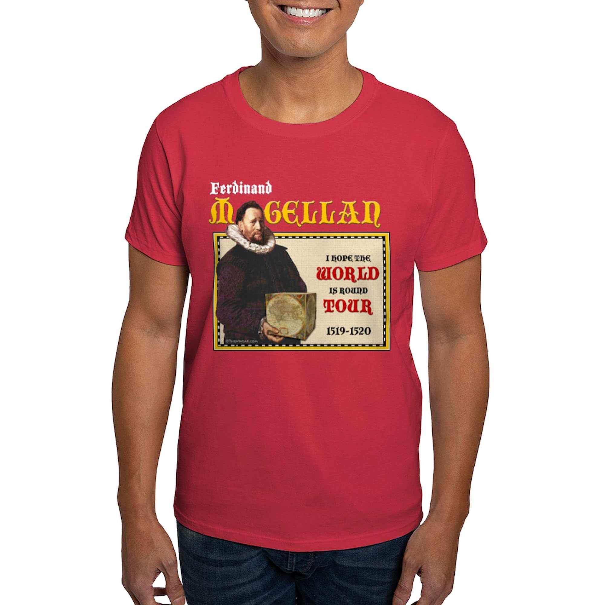 **Magellan World Tour Dark T-Shirt for Men - 100% Cotton Classic Graphic Tee | Casual Wear, Travel & Adventure Outfits**