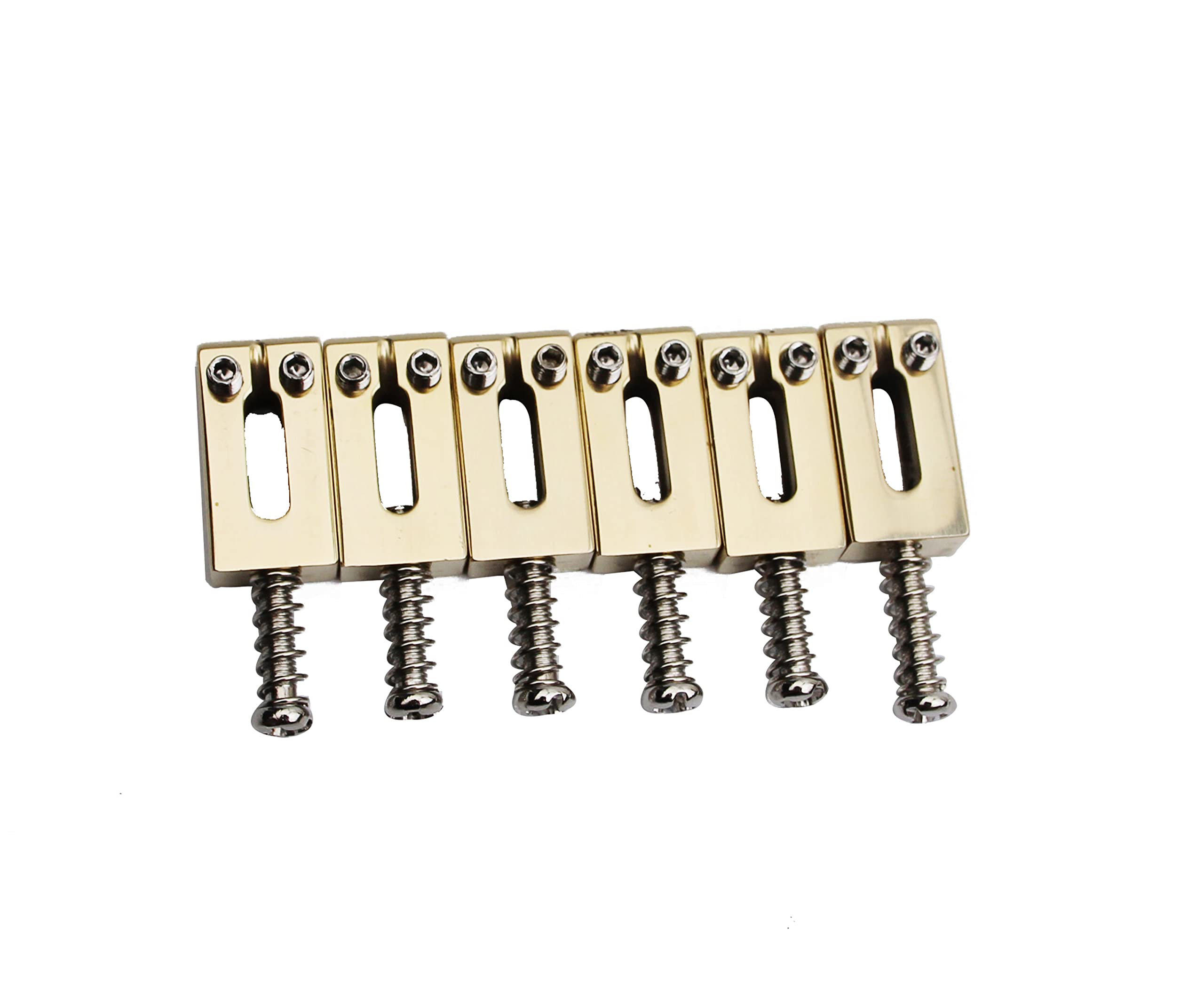 Guyker 10.5MM Brass Modern Guitar Tremolo Bridge Saddles - 7 Piece Set for Stratocaster/ST Electric Guitars | Premium Gold Hardware Upgrade for Enhanced Tone & Sustain | Perfect for Rock, Blues & Studio Recording