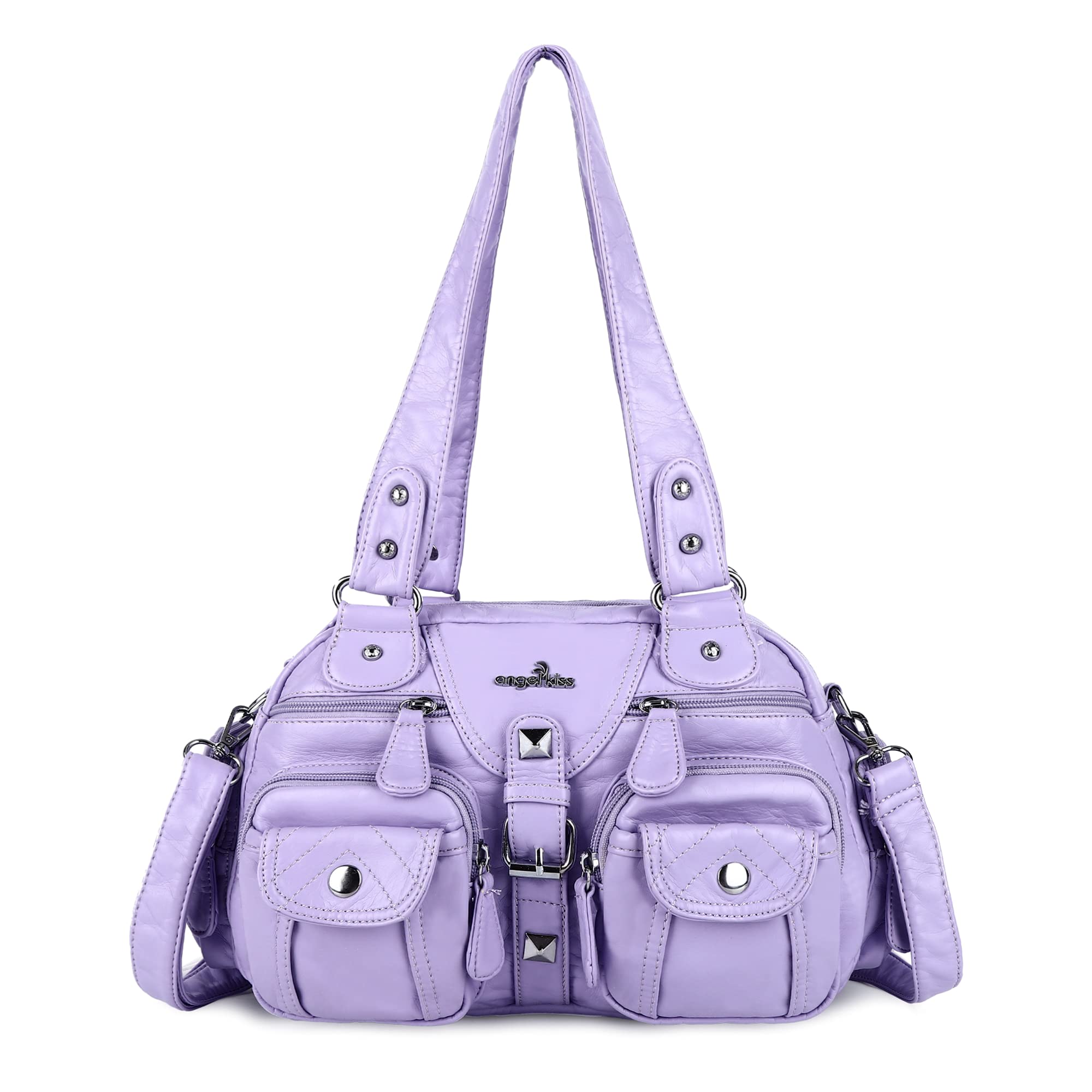 Angel Kiss Women's Soft Leather Hobo Crossbody Shoulder Bag with Removable Strap & Multiple Pockets - Perfect for Work, Travel, and Everyday Use