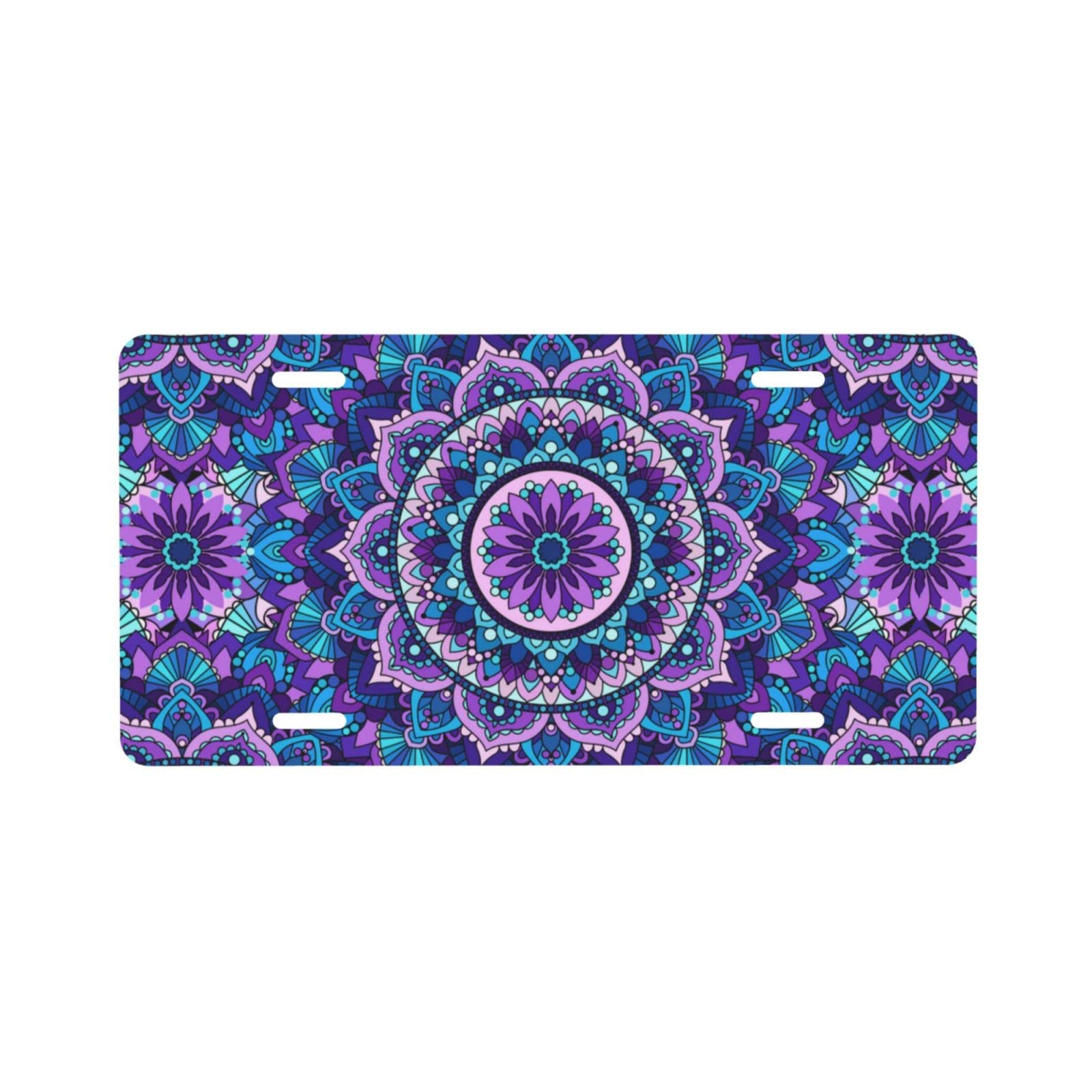 Mandala Purple License Plate - Decorative 6x12 Inch Aluminum Metal Car Tag for Cars, Trucks, RVs & Trailers | Unique Auto Accessory for Personalization & Style Enhancement