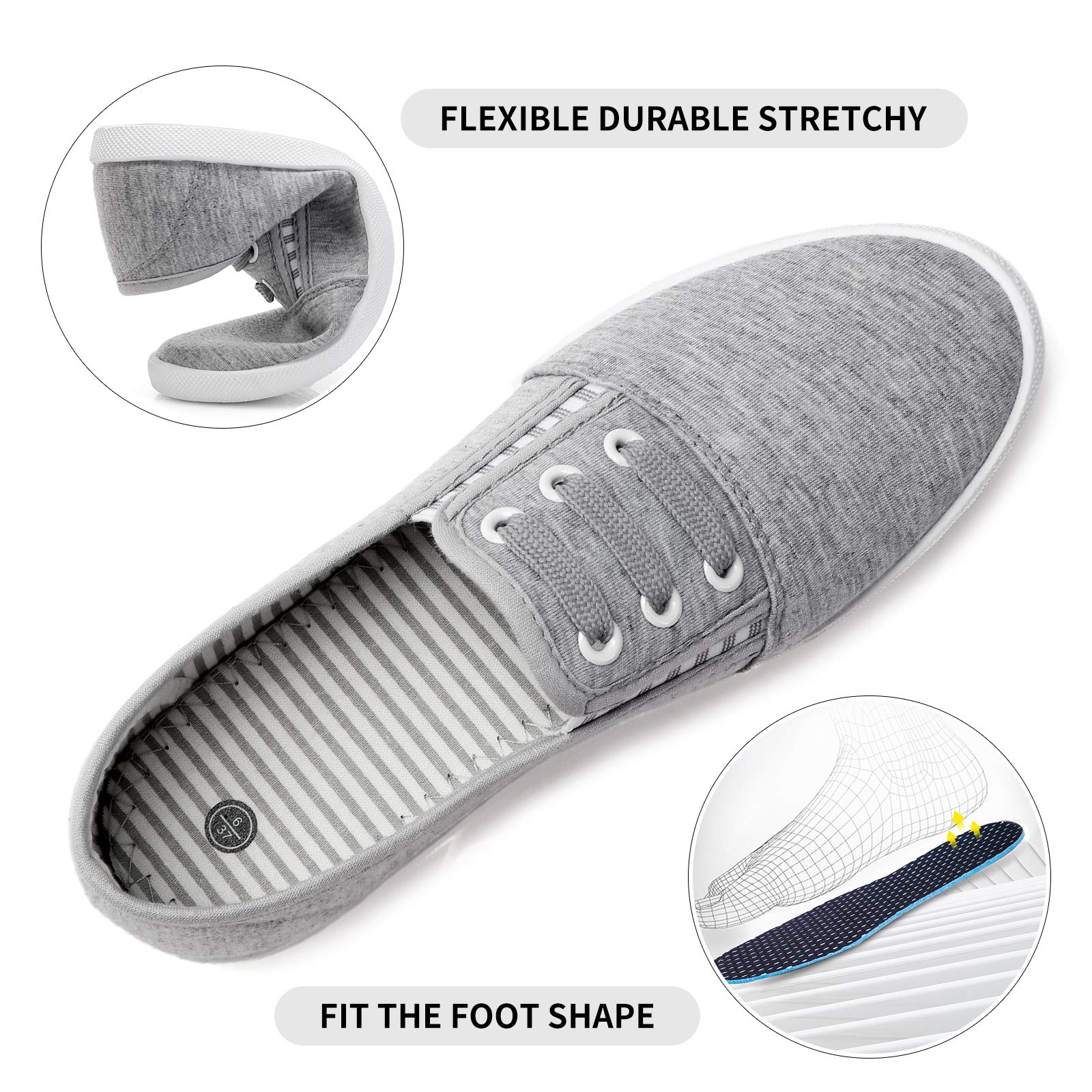 Kufeiti Women's Canvas Slip-On Sneakers - Comfortable Elastic Casual Shoes for Women in White & Black | Perfect for Walking, Travel & Everyday Wear